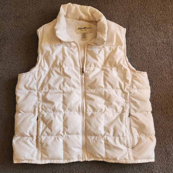 EDDIE BAUER Women's Puffer Vest Extra Large White Goose Down Lightweight - Picture 3 of 15